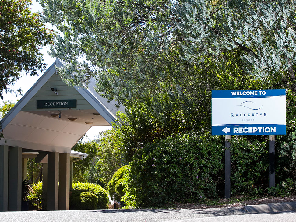 Raffertys Resort Reception Sign