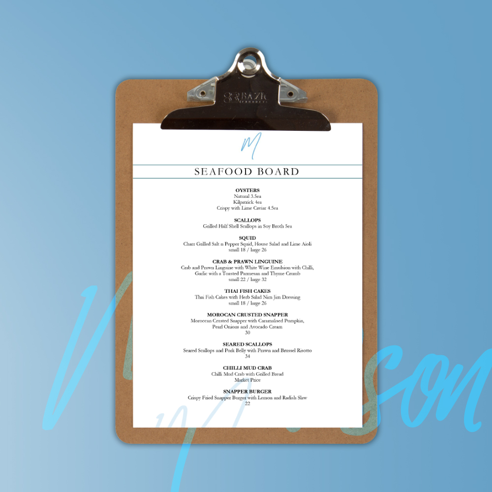 Mawson Restaurant Menu